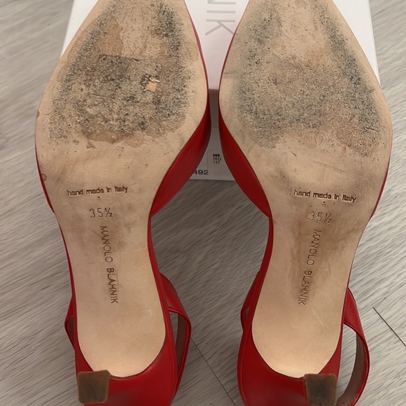 Manolo Blahnik Red Slingback Heels - Picture 4 of 4
